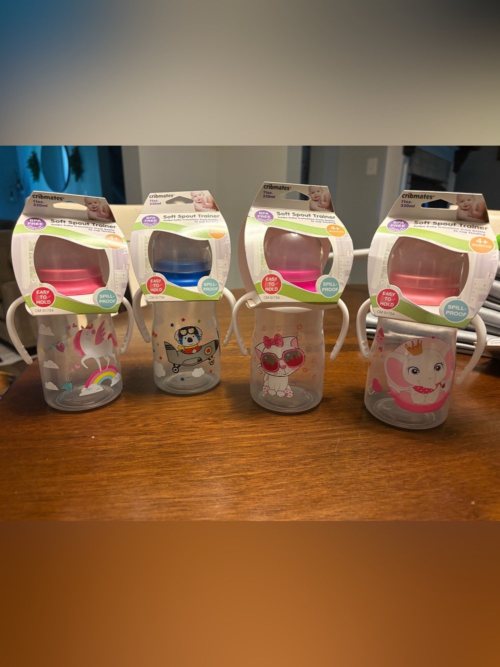 NWT Cribmates Baby Soft Spout Trainer Cup Bottle - 11oz - 4+ months - set of 4